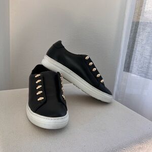 Cavalli Class Black Sneakers with Gold Details